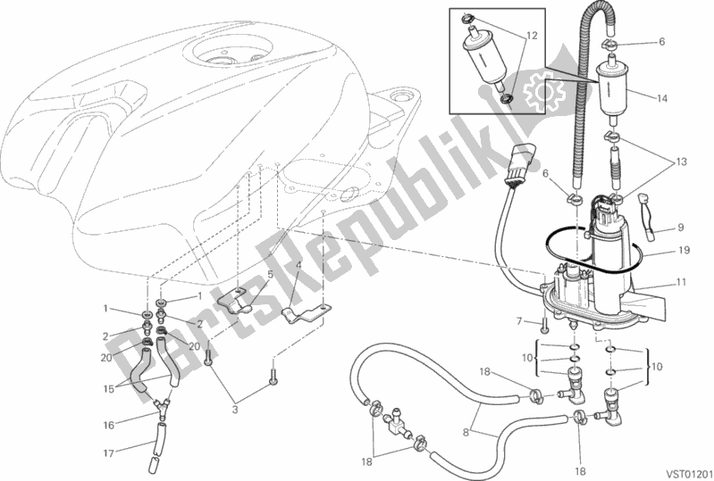 Alle onderdelen voor de Benzine Pomp van de Ducati Superbike 848 EVO 2012